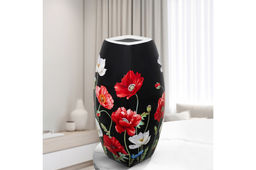 Ваза 1,5 л 11*11*21 см "Маки на черном" квадрат, NEW BONE CHINA