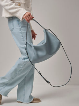 Сумка кожаная на плечо Deboro 30963 серое небо