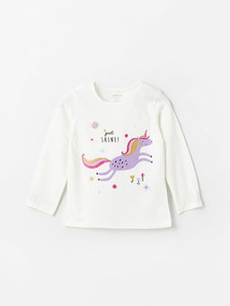 Bisiklet Yaka Uzun Kollu Bask?l? K?z Bebek Pijama ?st