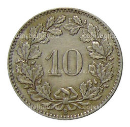 Монета 10 раппенов 1926 года Швейцария