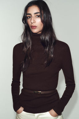 100% WOOL HIGH NECK JUMPER WITH BELT - Zara фото 9