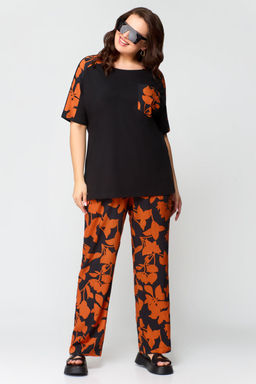 Костюм Svetlana Style 1567 черный+оранжевый листик