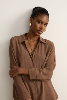 Рубашка оверсайз из жатого хлопка - Mollis фото 4