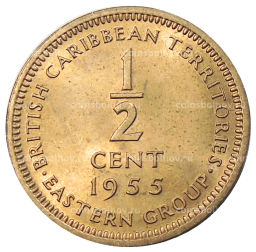 1/2 цента 1955 года Британские Восточные Карибы
