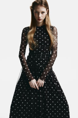 Vestido drapeado de malla - H&m фото 3