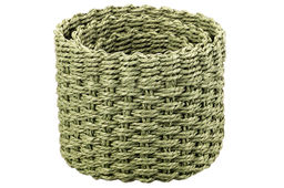 Набор 3 плетеных корзин, 1 корзинка 18*18*15 см, 1 корзинка 15*15*13см, 1 корзинка 12*12*10см, зелен