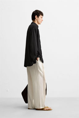 100% LINEN EMBROIDERED TROUSERS - Zara фото 13