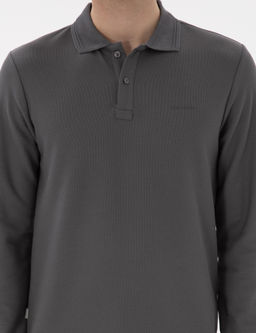 Gri Slim Fit K_vr_lmaz Yaka Sweatshirt - Pierre cardin фото 6