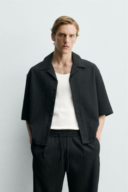 CAMISA RELAXED FIT JACQUARD CUADROS / Negro - Zara фото 2