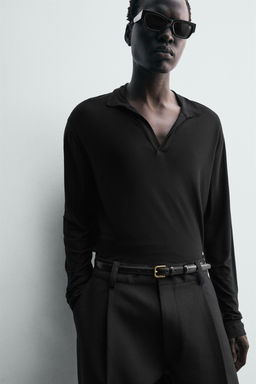 SEMI-SHEER LYOCELL POLO SHIRT - Zara фото 5