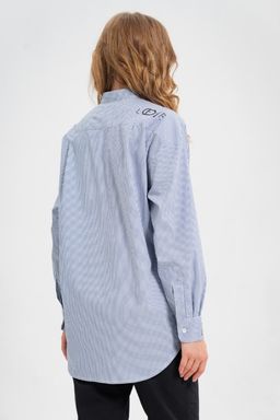 рубашка из тонкого хлопка в стиле OVERSIZE    с кокеткой на спине - А+б коллекция фото 13
