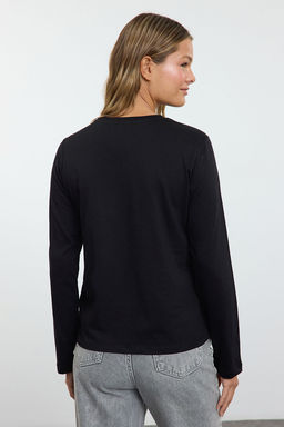 Siyah-Beyaz 2li Paket Bisiklet Yaka Regular/Normal Kesim Orme T-Shirt TWOAW25TS00001