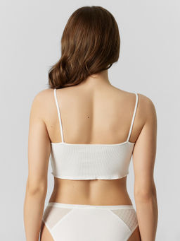 Топ на тонких бретелях белого цвета в рубчик для женщин - Mark formelle фото 5