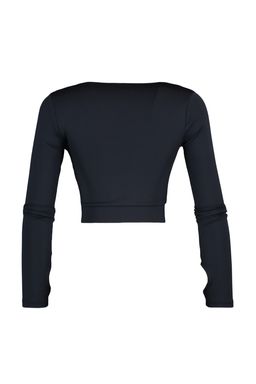 Koyu Antrasit Crop Pencere/Cut Out ve Bas Parmak Delik Detayl? Orme Spor Ust/Bluz TWOAW22BZ0481