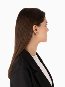 Клипсы для ушей QF Тренд полукруг, цвет серебро