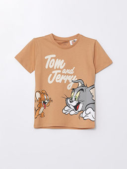 Bisiklet Yaka K?sa Kollu Tom ve Jerry Bask?l? Erkek Bebek Ti??rt