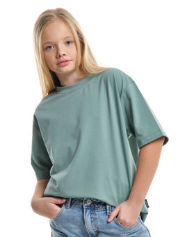 Футболка фисташковая детская хлопок подросткам 22-7627 фисташковый - Mini maxi фото 2