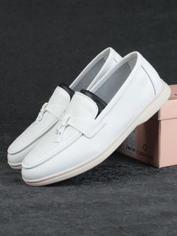 03-B416-1 WHITE Лоферы женские (натуральная кожа)