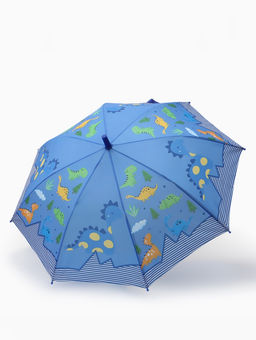 Зонт-трость детский п/авт R43/50 П/Э ДИНОЗАВРИКИ ручка-крюк синий пакет