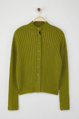 Wardrobe Essentials Yag Yesili Genis Kal?p Fitilli Yumusak Dokulu Triko H?rka | TWOAW26HI00091