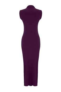 TRENDYOLMILLA Siyah S?f?r Kol Drapeli Bodycone/Vucuda Oturan Esnek Orme Maxi Kalem Elbise TWOSS24EL00101  фото 15