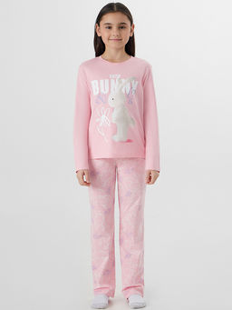 Комплект для девочек розовый с надписью Cute bunny