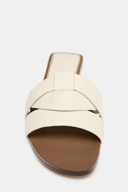 CROSS-STRAP FLAT LEATHER SANDALS - Zara фото 39