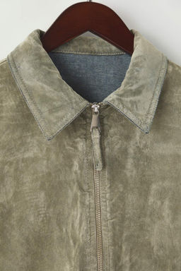 Bej Suet Gorunumlu Flok Bask?l? Regular Denim Ceket TWOAW26CE00050 - Trendyolmilla фото 6
