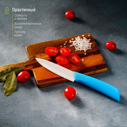 Нож керамический Доляна Симпл, лезвие 10,5 см, ручка soft touch, цвет синий  фото 7