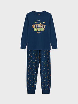 Bask?l? Erkek ?ocuk Pijama Tak?m