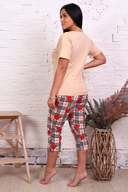 Пижама с бриджами, принт Мишки, бежевый (817-2) - Плиона фото 6