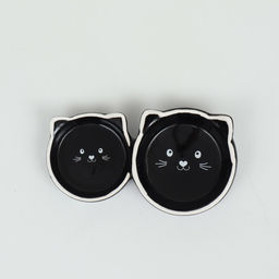 Миска керамическая Кошачье семейство 40/60 мл двойная 19 х 10,5 х 3,5 см, чёрно-белая - Пижон фото 2