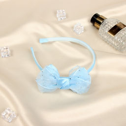 Цена за 3 шт. Ободок для волос «Бантик крошка», блеск, 10×1 см, голубой