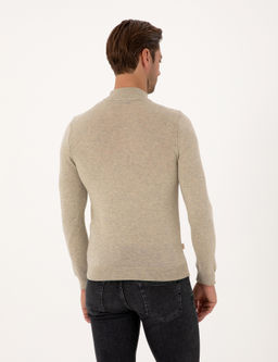 Kum Melanj Slim Fit Yar_m Bal_k__ Yaka Basic Triko Kazak - Pierre cardin фото 5