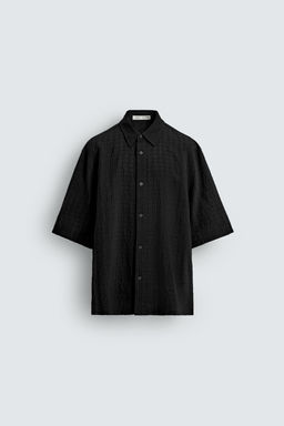 CAMISA RELAXED FIT JACQUARD CUADROS / Negro - Zara фото 6
