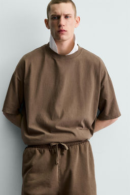 CAMISETA B?SICA LAVADA / Marr?n - Zara фото 6