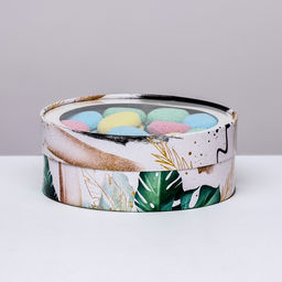 Коробка для макарун тубус с окном « Элегантность » 21×21×7 см