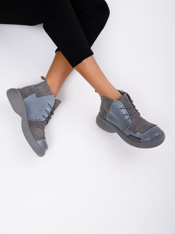 Ботинки EDART 305.927gr. Серая вакса+серый замок замша/мех фото 11