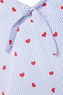 Trendyolmilla Mavi Cizgili Kalpli Ip Ask?l? Viskon Sortlu Dokuma Pijama Tak?m? THMSS23PT00133 фото 12