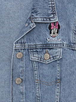 G?mlek Yaka Minnie Mouse Bask?l? K?z ?ocuk Jean Ceket - Waikiki фото 3