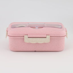 Ланч-бокс в школу TAKE IT EASY, 800 мл, с приборами, 12×7.6×20 см, пшеничная солома, розовый