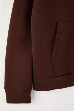 Wardrobe Essentials  Koyu Kahverengi Oversize Kapusonlu Orme Sweatshirt |TWOAW26SW00018