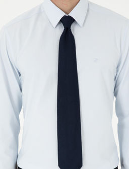 A__k Mavi Slim Fit Uzun Kollu Basic G_mlek