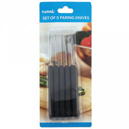 Нож для овощей 62мм, лезвие из нержавеющей стали, черная пластмассовая ручка с отверстием Сеул (Китай) Цена указана за штуку. В блистере 5 штук. - Домашняя мода фото 3