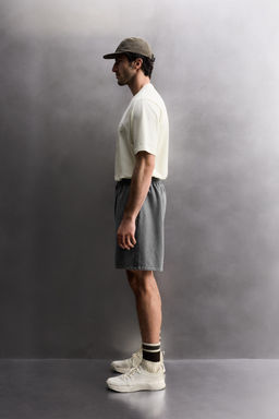 PANTALONES CORTOS JOGGER LAVADOS TRAINING / Gris / Azul