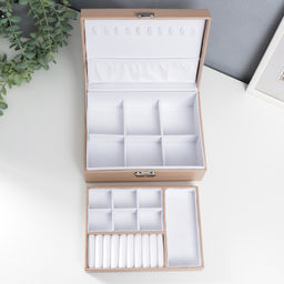 Шкатулка кожзам для украшений Кремовая матовая 9х23х17 см - Simaland фото 5