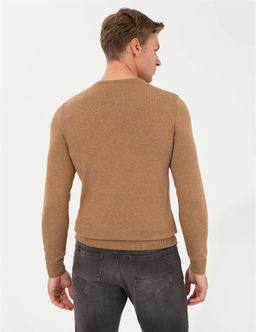 Camel Melanj Slim Fit Bisiklet Yaka Basic Triko Kazak - Pierre cardin фото 5