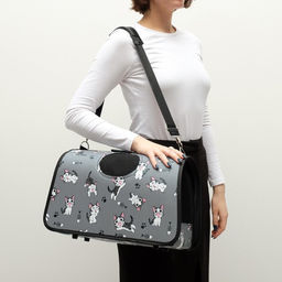 Сумка-переноска каркасная Играющие котики, размер L, 53 х 21 х 29 см, серая - Пижон фото 8