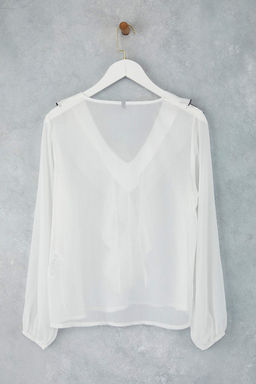 Ekru Contrast Biyeli Boho Dokuma Bluz TWOAW26BZ00144