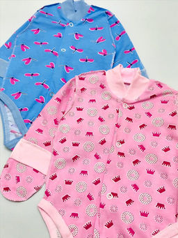 (Уп. 2 шт) Боди супрем для девочки, рукав длинный с варежкой, арт.XC-BD137-SU, короны бабочки - Мамин малыш фото 2